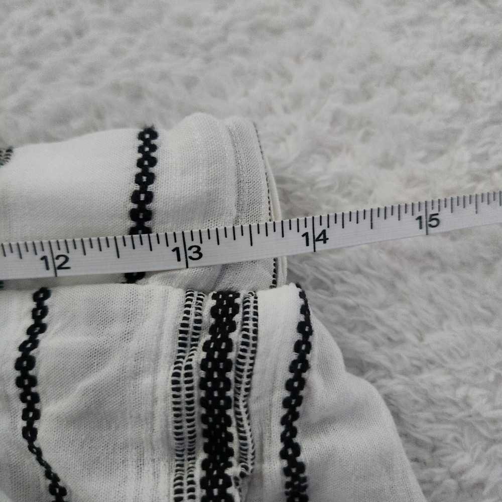 Blue Rain Womens Striped Wide Leg Cropped Pants Black White Linen Blend Medium‎ - Picture 5 of 8